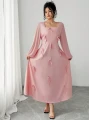 Różowa sukienka długi rękaw (1XL)