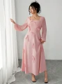 Różowa sukienka długi rękaw (1XL)
