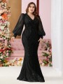 Czarna sukienka maxi cekiny (4XL)
