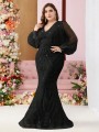 Czarna sukienka maxi cekiny (4XL)