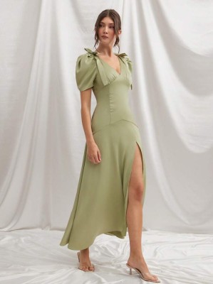 Satynowa sukienka v neck (XS)