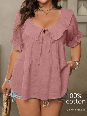 Różowa bluzka krótki rękaw (0XL)