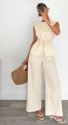 Beżowy komplet bawełniany (L)