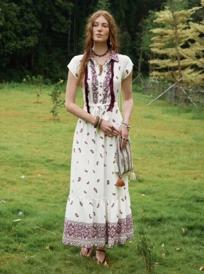 Śmietanowa koszulowa sukienka pasek (L)