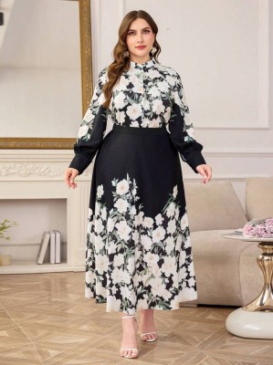 Czarny zestaw wzór kwiaty (4XL)