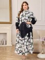 Czarny zestaw wzór kwiaty (4XL)
