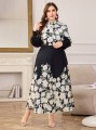 Czarny zestaw wzór kwiaty (4XL)