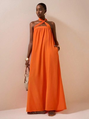 Pomarańczowa sukienka maxi (L)