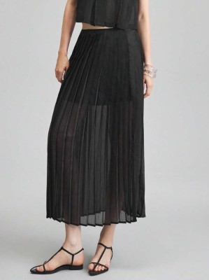 Czarna plisowana spódnica (L)