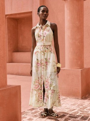 Wzorzysta sukienka midi pasek (L)