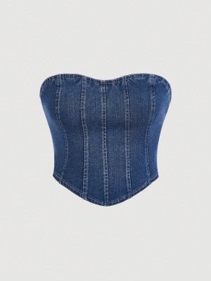 Niebieski jeansowy top (XS)
