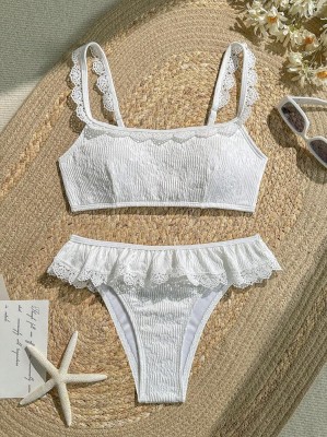 Biały zestaw kąpielowy top figi (M)