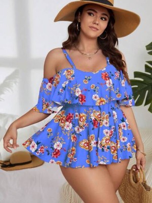 Niebieskie tankini kąpielowe top figi (1XL)