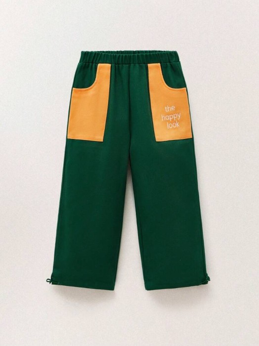 Zielone spodnie kontrastowe kieszenie (6L)