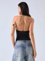 Czarny top odkryte plecy (XS)