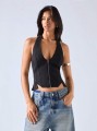 Czarny top odkryte plecy (XS)
