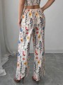 Proste spodnie ecru floral print (M)