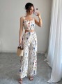 Proste spodnie ecru floral print (M)
