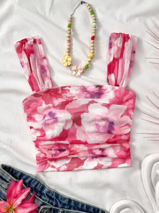 Krótka bluzka szerokie ramiączka (16L)