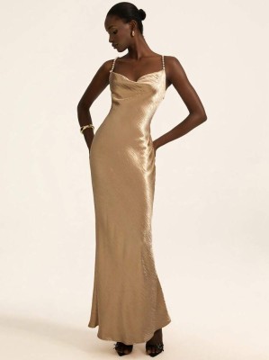 Satynowa sukienka maxi (L)