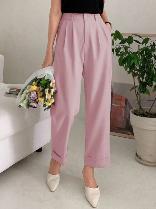 Jasnoróżowe proste spodnie (2XL)