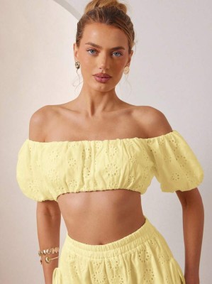 Żółty ażurowy top (M)