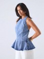 Niebieski jeansowy top odkryte plecy (XS)