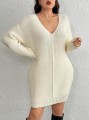 Dzianinowa sukienka mini v neck (1XL)