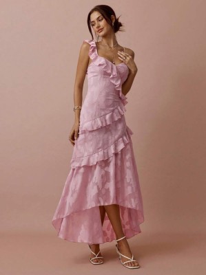 Asymetryczna sukienka falbany (S)