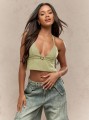 Pistacjowy top open back (M)