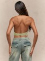 Pistacjowy top open back (M)