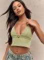 Pistacjowy top open back (M)