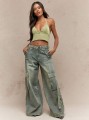 Pistacjowy top open back (M)