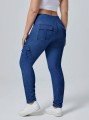 Ciemnoniebieskie legginsy kieszenie (3XL)