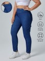 Ciemnoniebieskie legginsy kieszenie (3XL)