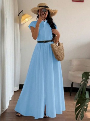 Niebieska koszulowa sukienka (M)