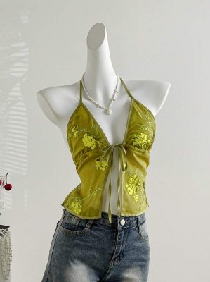 Zielony wiązany top cekiny (XL)