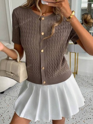 Teksturowany kardigan krótki rękaw (M)