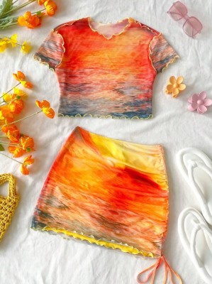 Kolorowy komplet spódnica top (M)