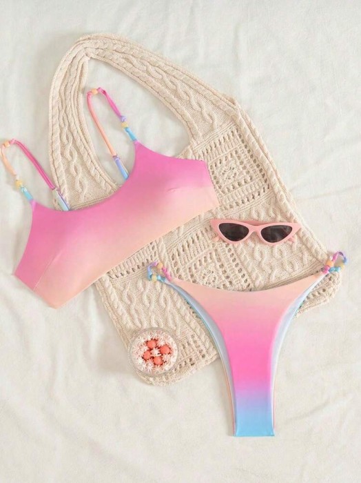 Kolorowe bikini kąpielowe ombre (L)