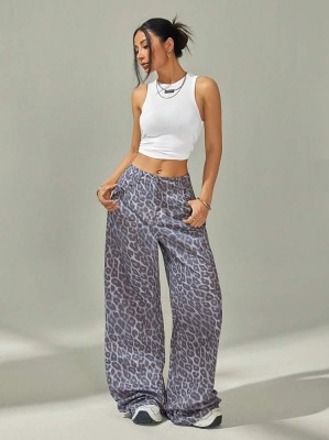 Beżowe spodnie wzór zwierzęcy (M)