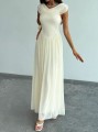 Ecru sukienka maxi marszczenia (XS)