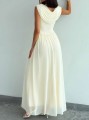 Ecru sukienka maxi marszczenia (XS)