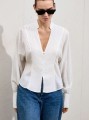 Biała koszula v neck długie rękawy (S)