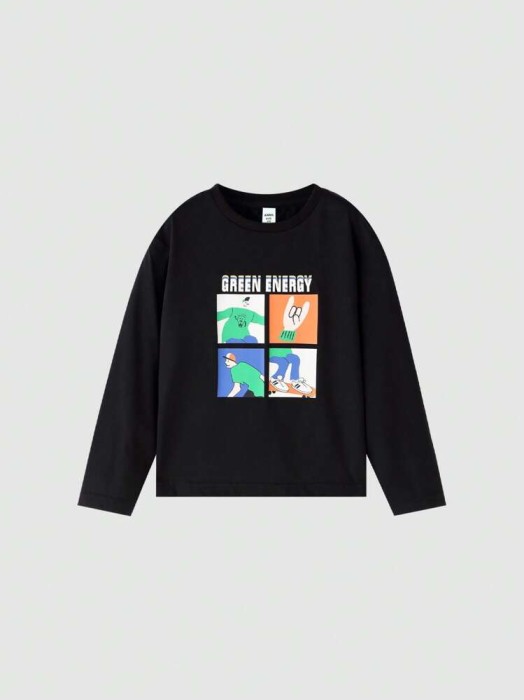 Czarny t-shirt nadruk (7-8L)