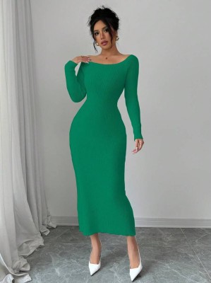 Zielona dzianinowa sukienka kokarda (XS)