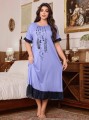 Fioletowa koszulka nocna nadruk (1XL)
