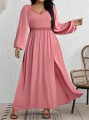 Różowa sukienka maxi rozcięcie (1XL)