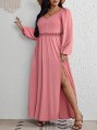 Różowa sukienka maxi rozcięcie (1XL)