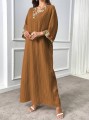 Brązowa maxi sukienka hafty (XL)